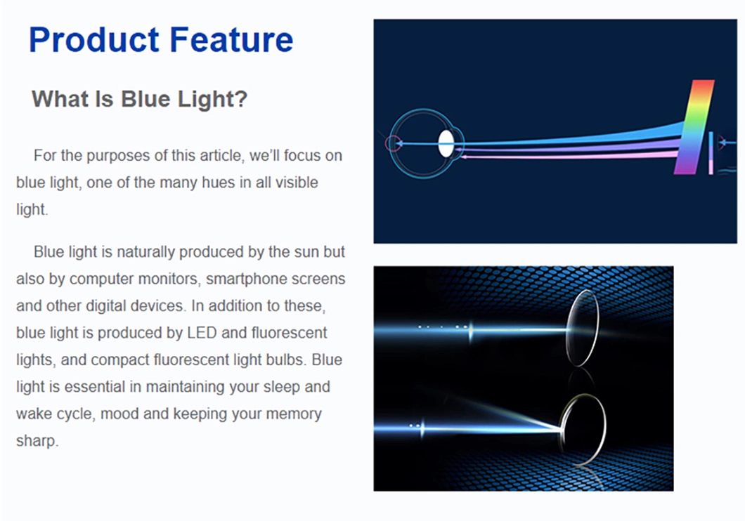 1.591 PC Single Vision Shmc Blue Coating Optical Lens China Manufacture