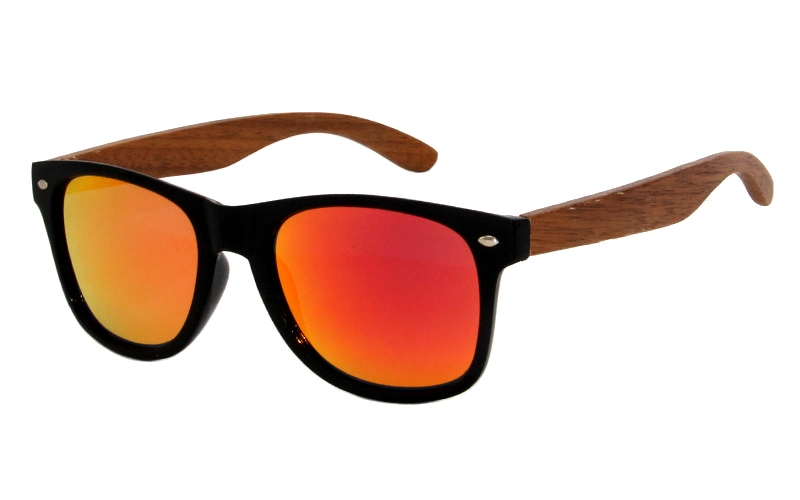 Fashion Bamboo Temple Rectangle Frame Sunglasses with Photochromic Lens and UV400 Protection