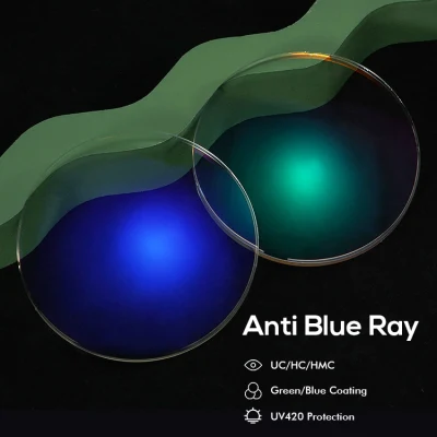 Lentes ópticos para bloquear la luz azul con protección UV420, corte de luz azul, anti rayos azules, 1.56/1.59 PC/1.61/1.67 Hmc.