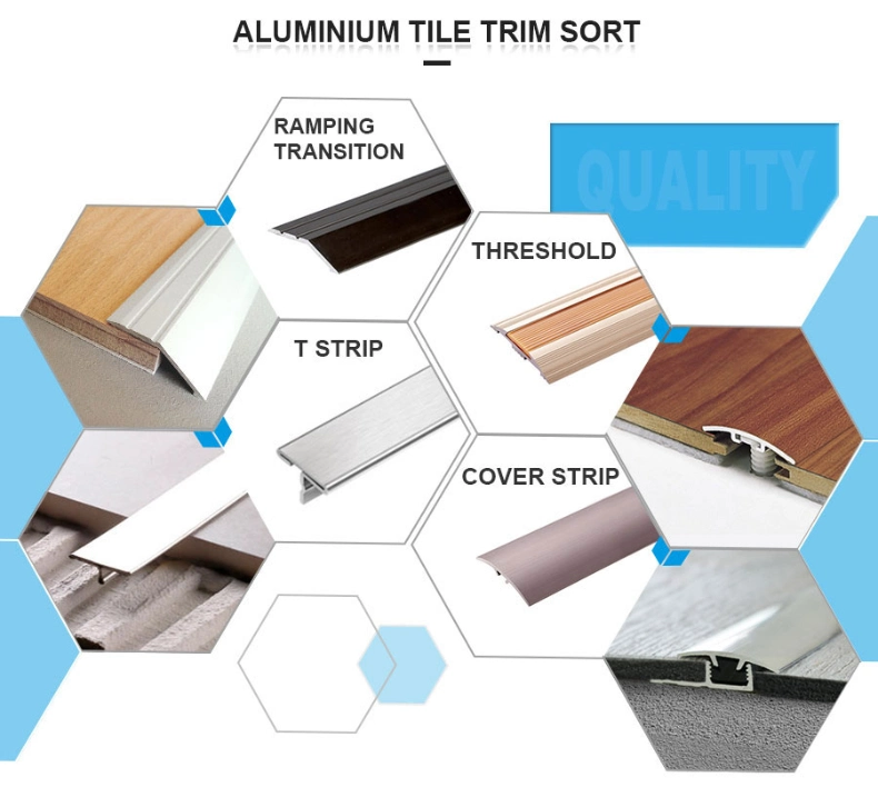 Aluminum Metel 2.3m Gold Carpet to Tile Door Transition Strips for Laminate Flooring Edge Trim