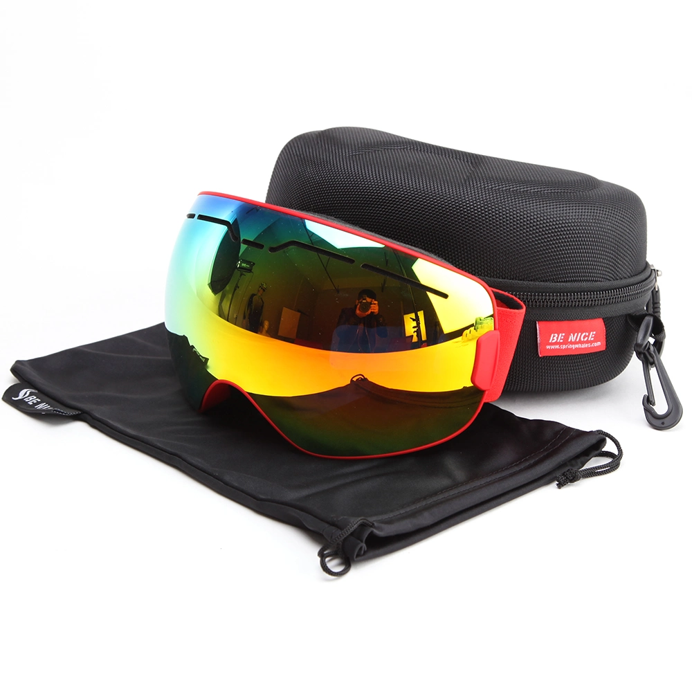 Snowboard Goggles Replaceable Lens OTG Snow Goggles Soft TPU Frame Custom Logo Ski Goggles Mirror Coated