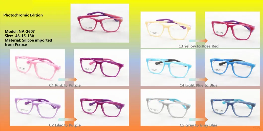 Tr Optical Glasses Spectacle Frames UV Photochromic Color Changing Eyeglasses Frames Glasses for Kids