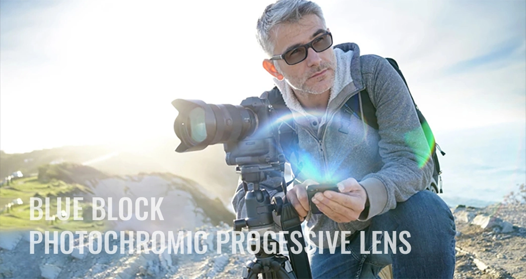 1.56 Blue Cut Photochromic Grey Lenses Ar Coating Progressive Multifocal Lenses for UV Protection