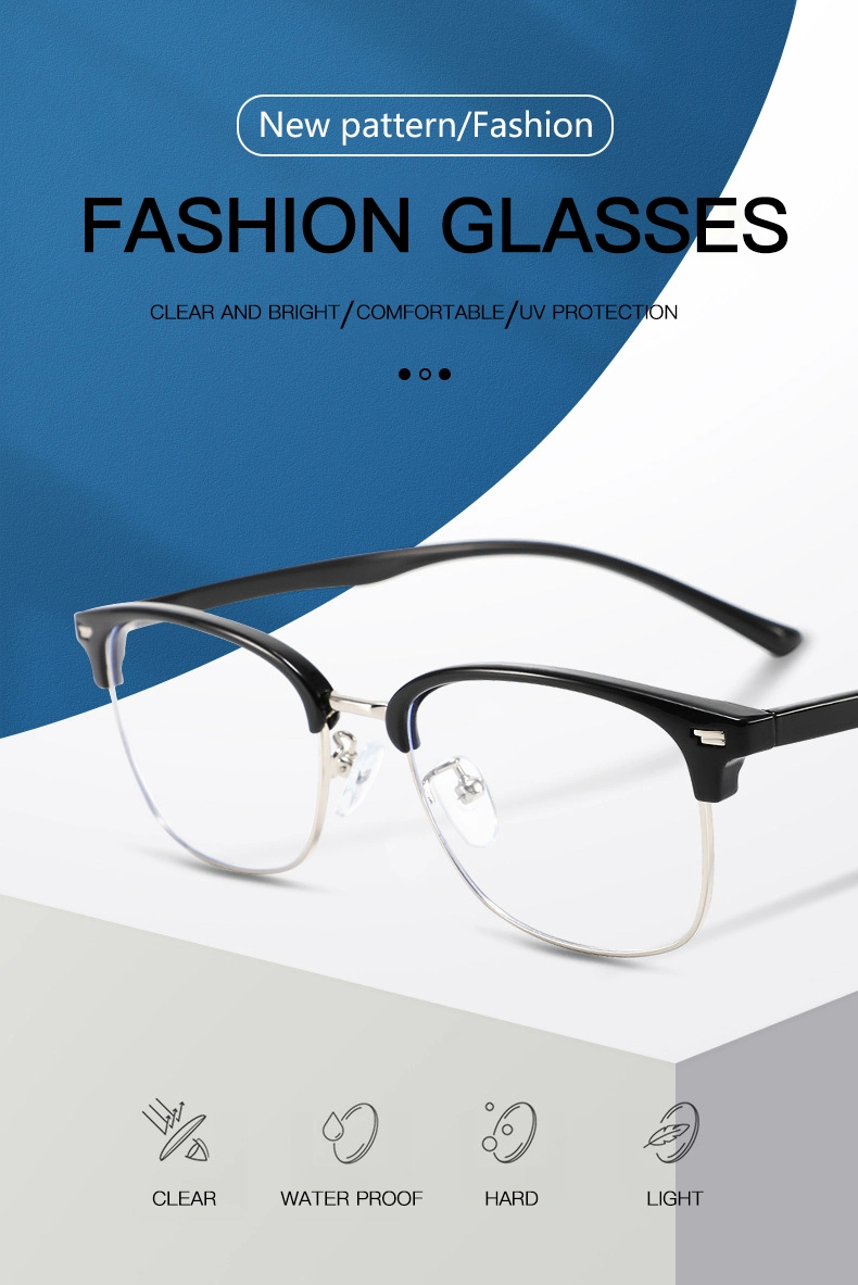 2023 China Wenzhou in Stock Promotion Half Square Plastic Frame Best Sale Hot Popular Frame CE Lenses Anti Blue Light Blocking Glasses