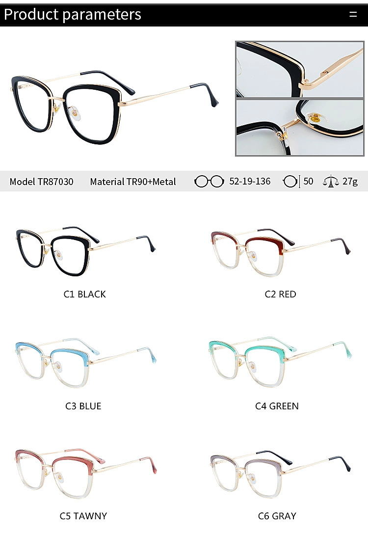 Fashionable Clear Tr90 Frame Glasses Anti Blue Light Blocking Lenses Optical Eye Glasses