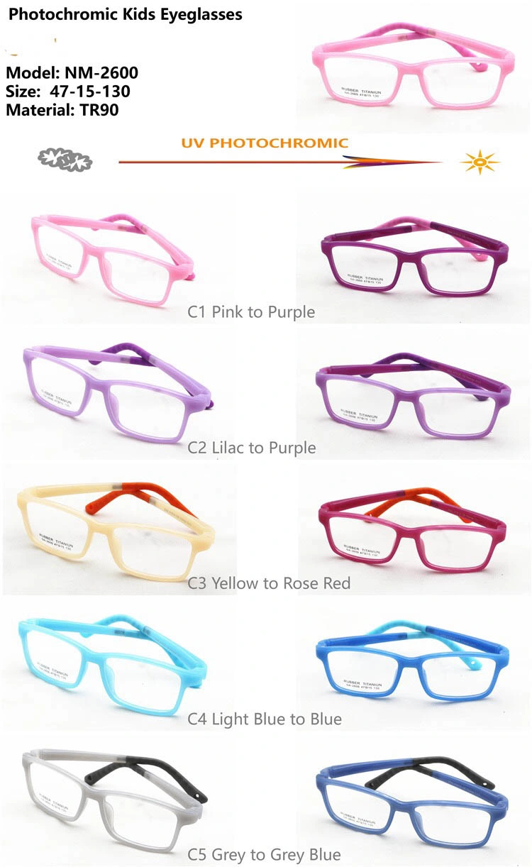 Tr Optical Glasses Spectacle Frames UV Photochromic Color Changing Eyeglasses Frames Glasses for Kids