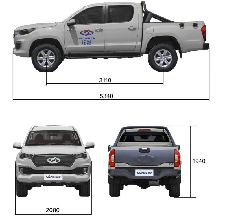 Bj1037evma2 Know-How Manufacture New Design 4 Seats 88 Kwh Battery 3 Tons Transport Electric Pickup Car 600km Long Range Mileage