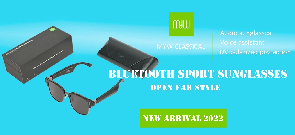 2022 Myw Anti Blue Polarized Myopia Lens Bt 5.0 Wireless Audio Sunglasses Sport Smart Glasses