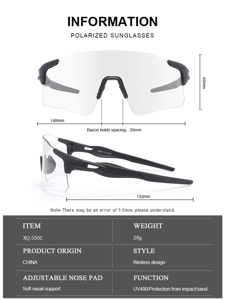 New Design Clear Lens Bike Glasses Photochromic Cycling Sunglasses