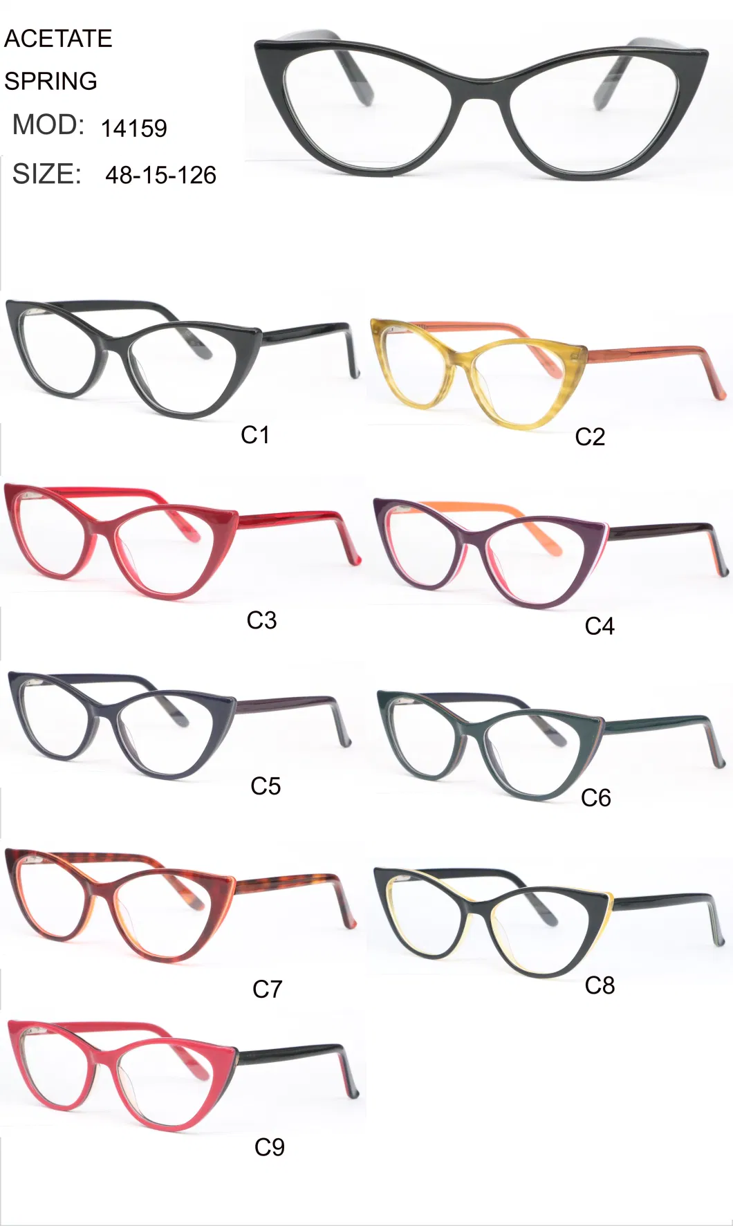 Ready Stock Anti Blue Light Cat Eye Acetate Kids Glasses Frame with Blue Light Blocking Lens