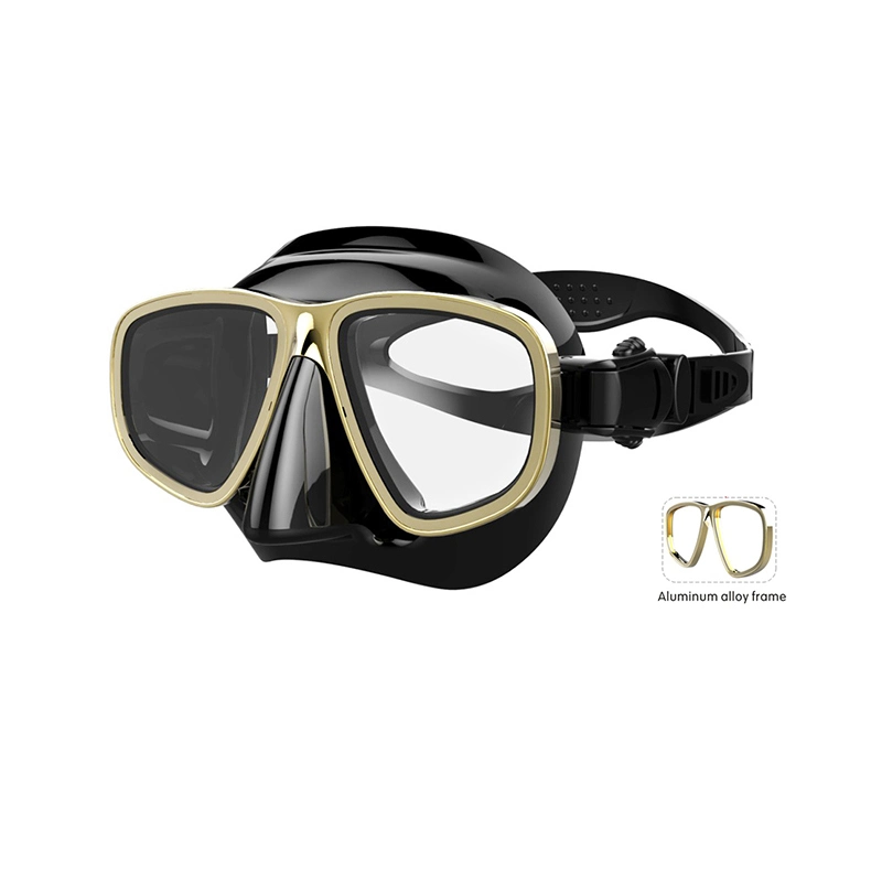 Metal Texture Alloy Frame Clear Underwater Vision Custom Color Revo Mirrored Lens Environmental Friendly Super Soft Silicone Diving Goggles