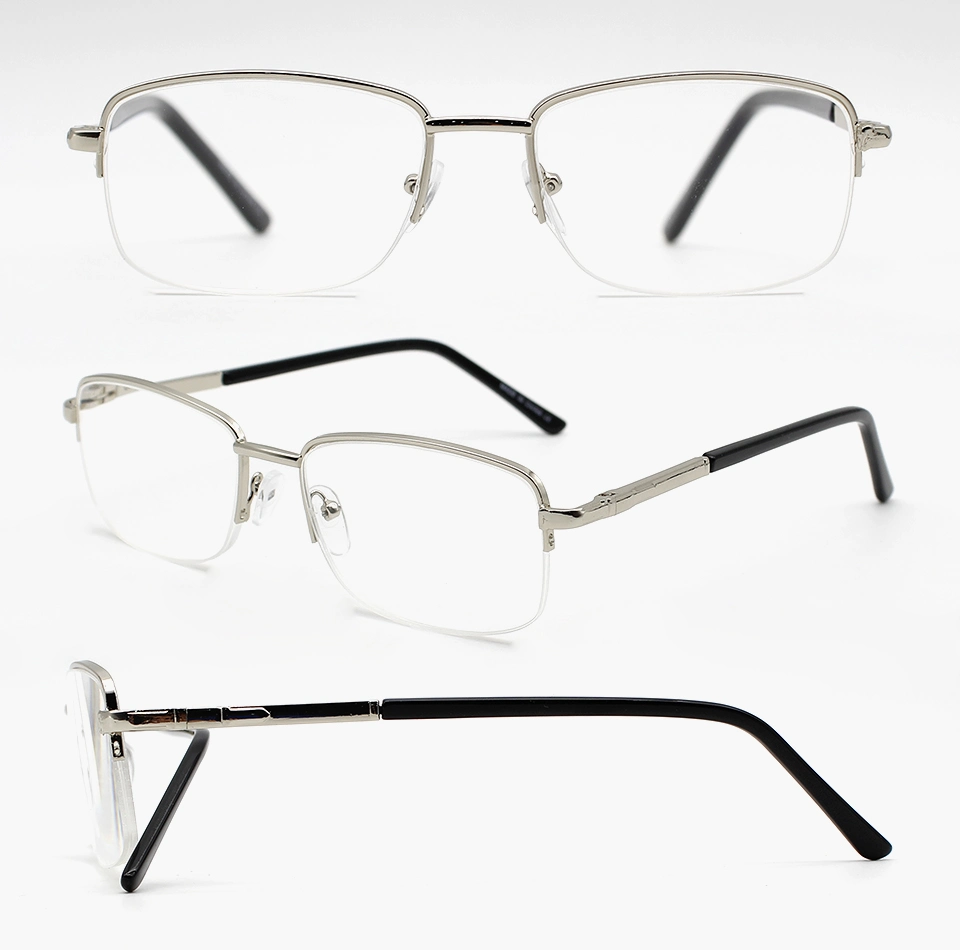 Hot Sale Half Rim Acrylic Lens Wire Square Frame Optical Eyewear Wholesle Flexible Temple Adjustable Nosepads Metal Best Reading Glasses (WRM21053)