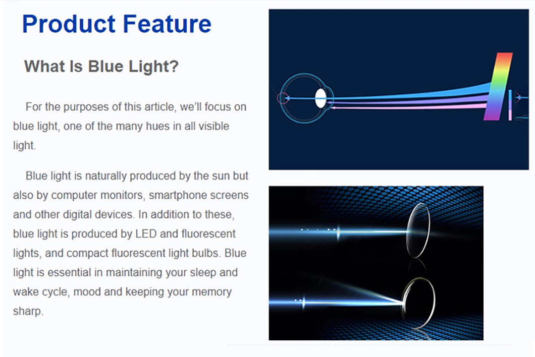 Single Vision Photochromic Blue Cut Optical Hmc Progressive Resin/Plastic Lens