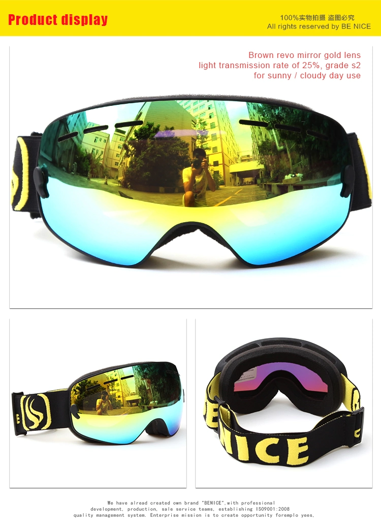 Double Layer PC Lens Ski Goggles Benice Snow Goggle Snow 4600 for Kid Customized Skiing Eyeglasses with Mirror Coating