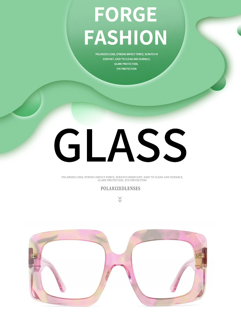 2023 High Quality Beautiful Hot Popular Flower Style Newest Trendy Ladies Optical Oversized Square Acetate Frame Clear Lenses Blue Light Blocking Glasses