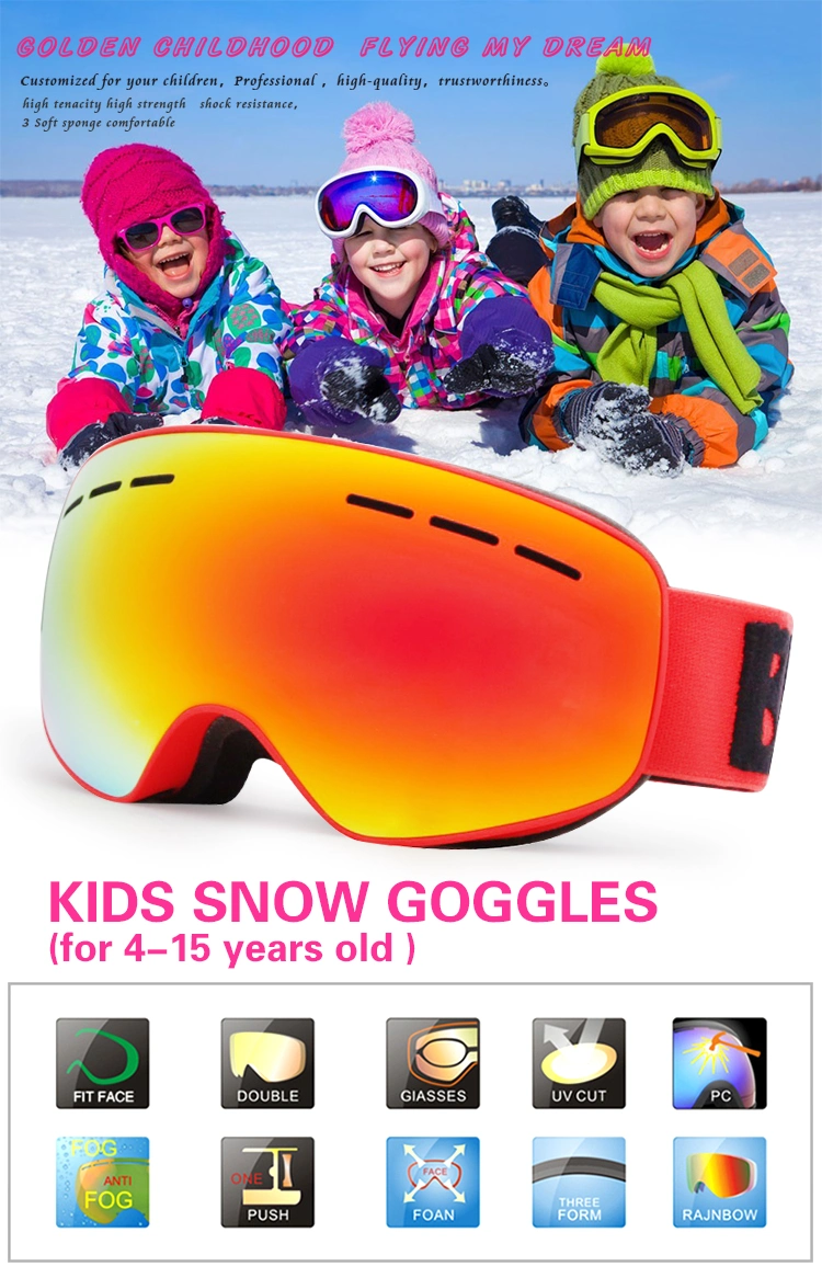 Ultra-Soft Foam Safety Approved PC Lens Kids Ski Snow Goggles
