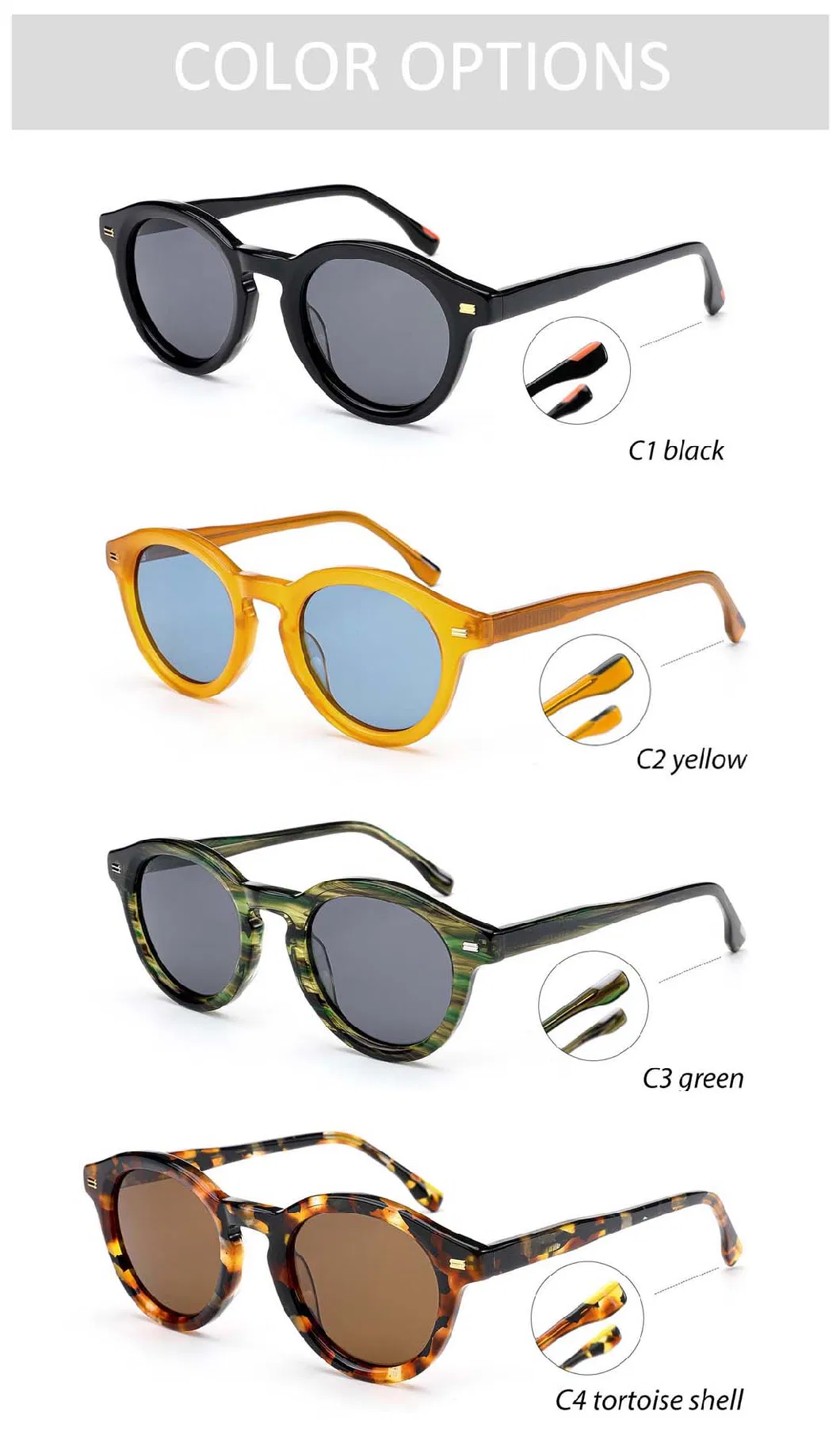 Gd Factory Hot Sale Sunglasses Small Round Fashion Sunglasses Men Women Acetate Sunglass Tac Lens Popular Sun Glasses