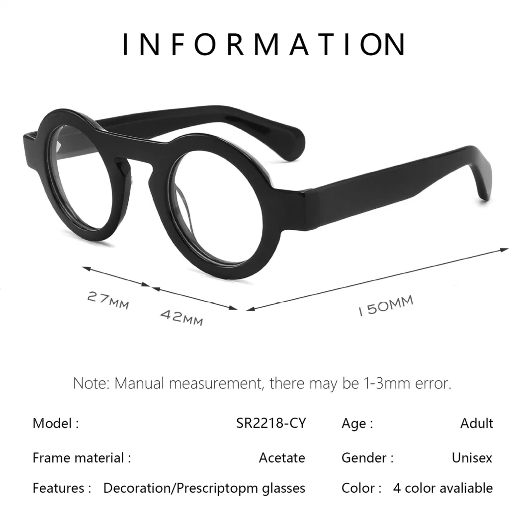 Newest Small Round Frame Fashion Handmade Acetate Eyewear Men Women Anti Blue Light Glasses Optical Frame