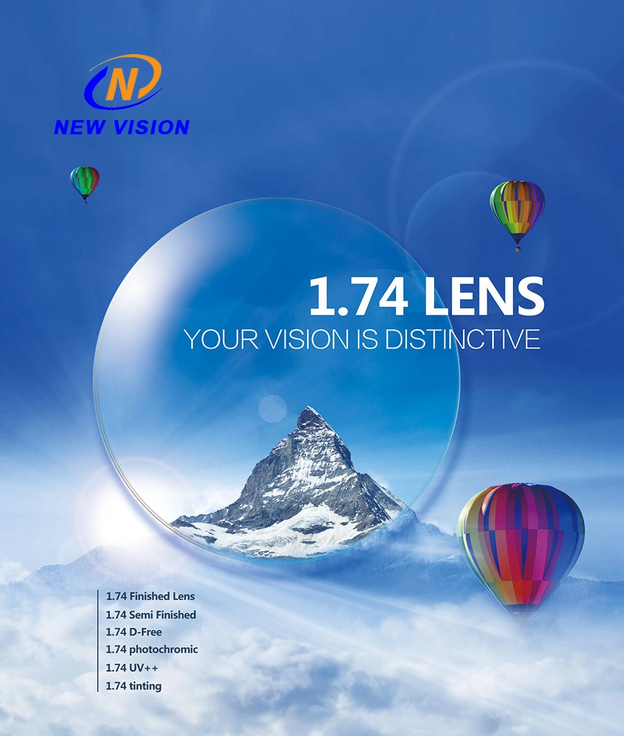 Utra-Thin 1.74 Asperical UV400 Hmc Coating Optical Lenses for Anti-Radiation