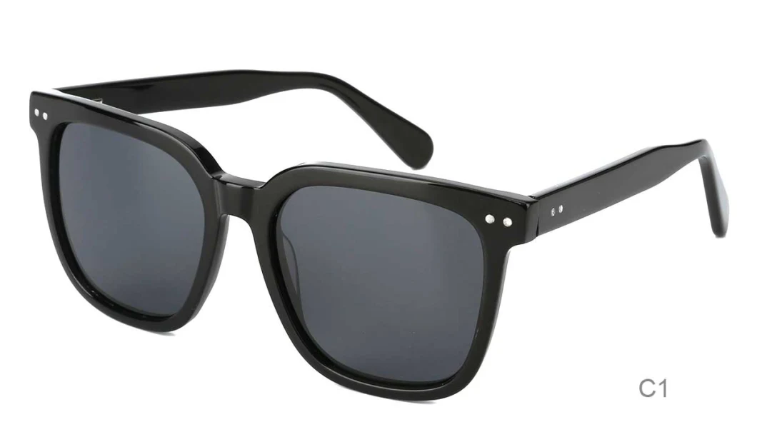 High Quality Retro Frame Acetate Woman Man Sunglasses Polarized Lens 29006