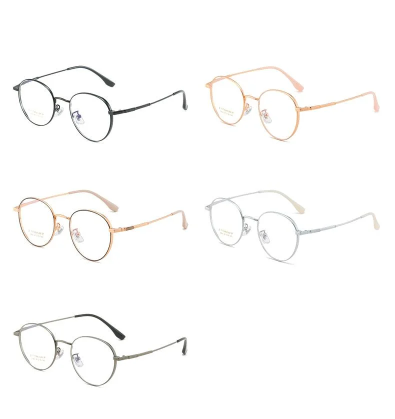 Semi-Titanium Metal Material Anti-Blue Light Eyeglasses Fashion Flat Lens Myopia Glasses