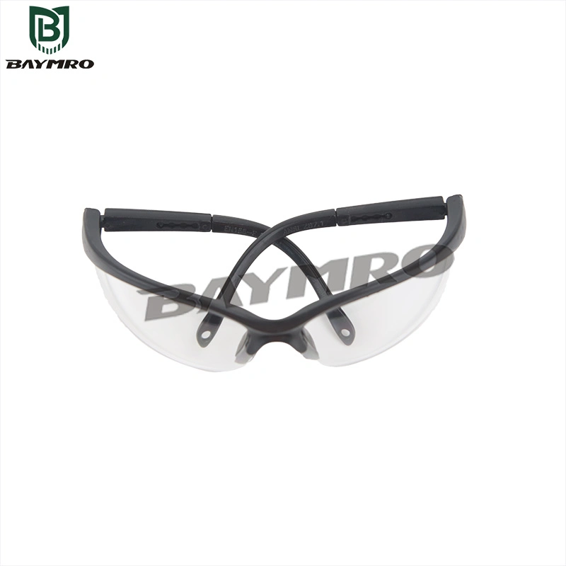 CE Certified PC Material Clear Lens Black Half Rim Safety Glasses