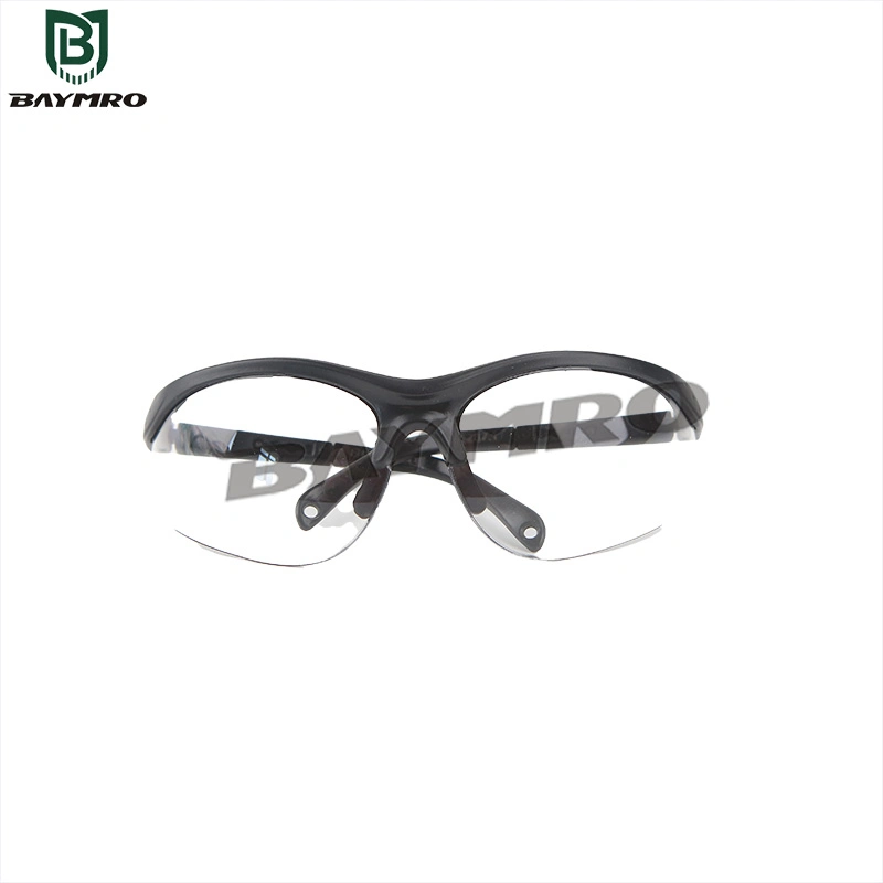 CE Certified PC Material Clear Lens Black Half Rim Safety Glasses