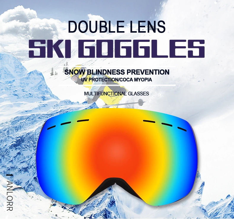 OEM New Large Spherical Lens Custom Ski Goggle Elastic Straps Skii Glasses Ski Sun Glasses