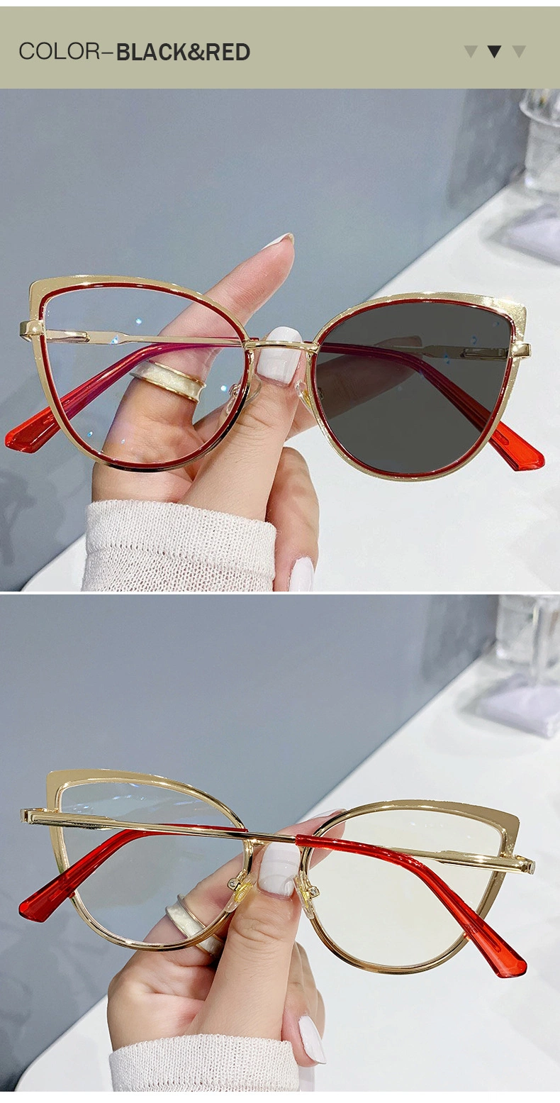 Color Changing Women Men Metal Frame Blue Light Blocking Optical Glasses Frames Photochromic Eyeglasses Frames Glasses