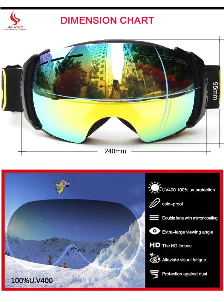 Ultra Soft Triple-Layer Frameless Ski Goggles for Snowboard Double Lens High Elastic Strap Snow Googles Protective Glasses