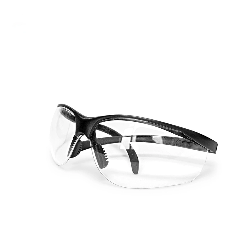 Clear Lens Black Half Rim Frame Anti-Shock Protective Eyewear PC Material Safety Work Cycling Goggles Glasses