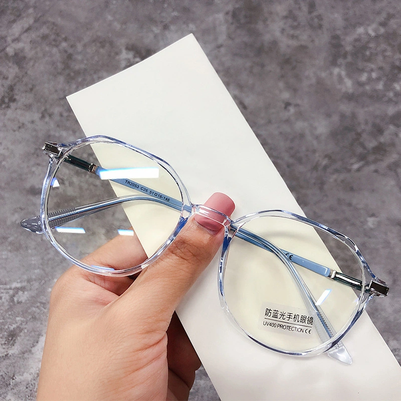 Newest Style Irregular Round Frames Eyeglasses Metal Legs Vogue Plain Spectacles Men Women Glasses Anti Blue Light Optical Frame