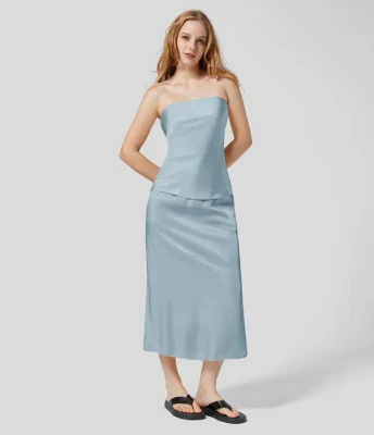 Maglia tonda senza maniche senza maniche senza maniche, casual in satin Top monopezzo