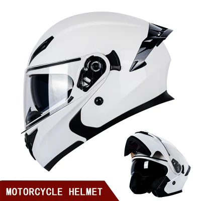  Casco per motociclette a doppia lente casco completo all&prime;ingrosso casco bianco
