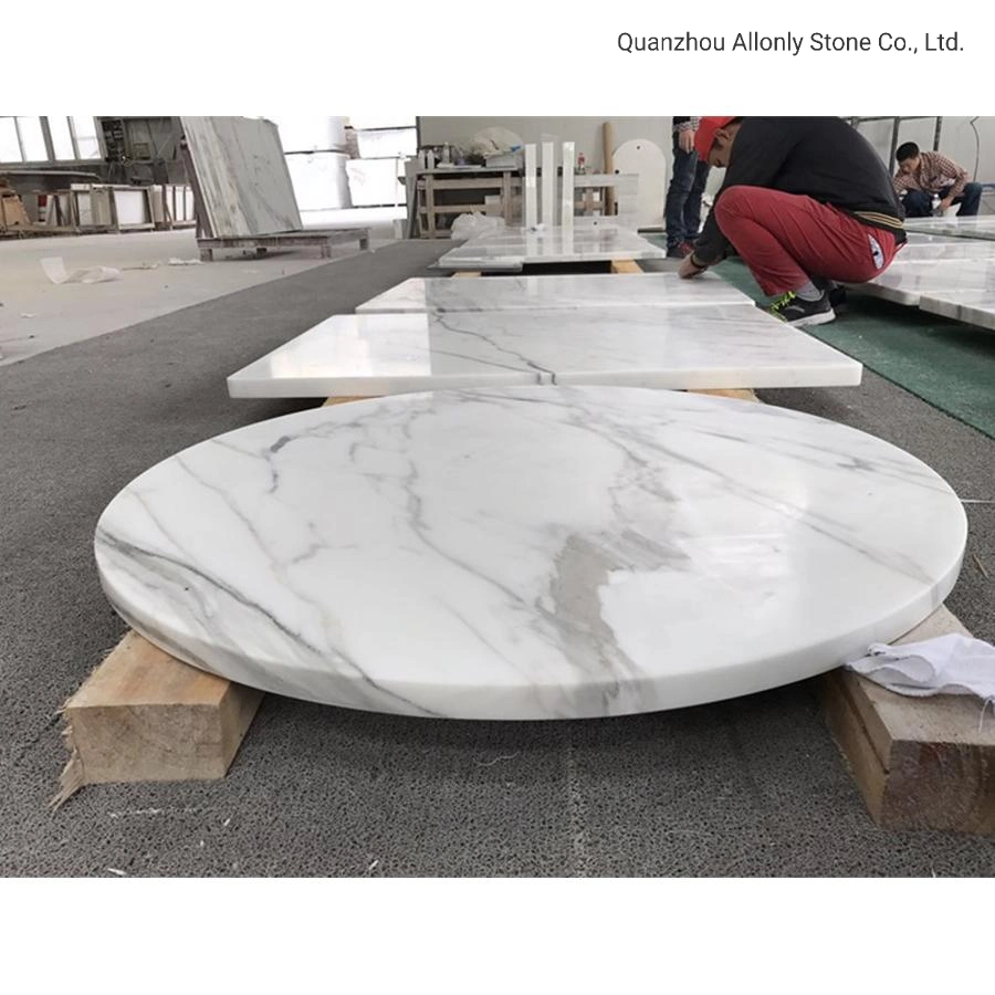 Wholesale /Customized Round /Sqaure Design Natural Staturio White Marble Table Top