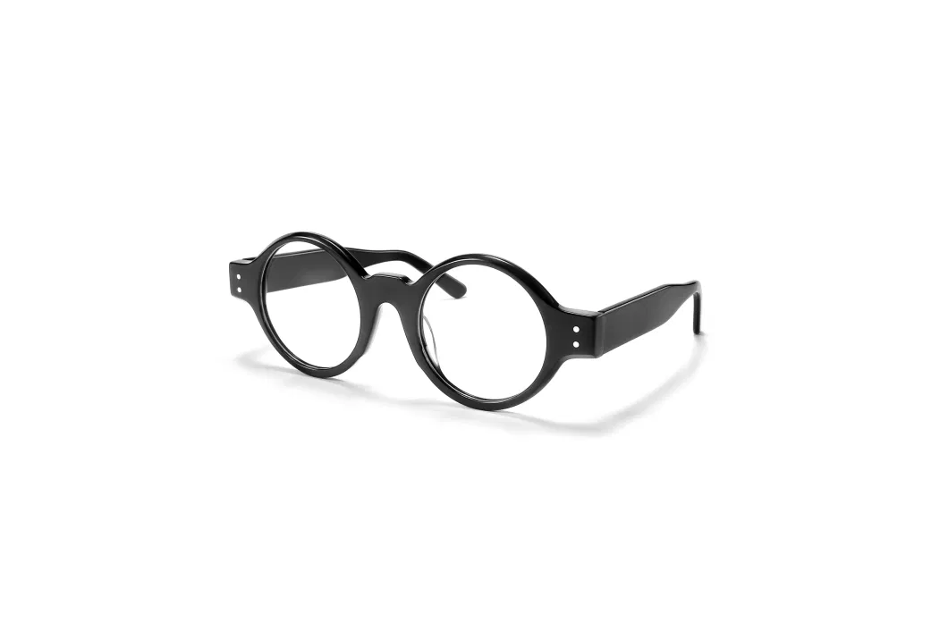 Popular Simple Style Design Silver Nails Round Frame Acetate Optical Glasses