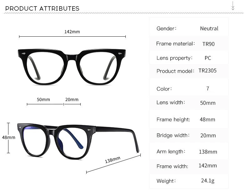 2023 High Quality Optical Eyeglasses New Arrivals Beautiful Latest Designer Adults Eyewear Square Tr90 Frames CE Clear Lenses Computer Anti Blue Light Glasses