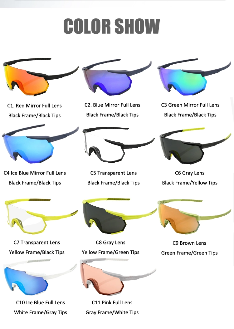 Lentes De Sol Deportivos Colorful Plastic Tr90 Frame Oversize Lens Lunette De Soleil Photochromic Sports Sunglasses