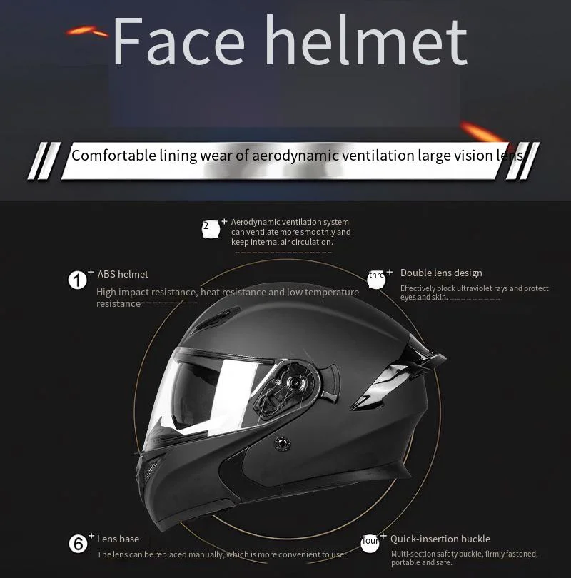 Manufacturers of Low-Cost ABS Flip Motorcycle Helmet Double Lens Motorcycle Helmet.