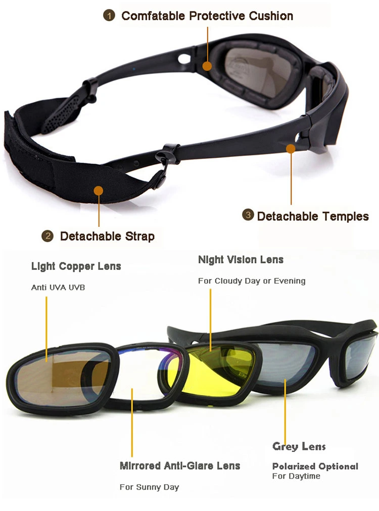 Ballistics Gafas Tactical C5 Goggles Wholesale Custom Tactical Ballistic Goggles Eyeglasses Changeable Lens