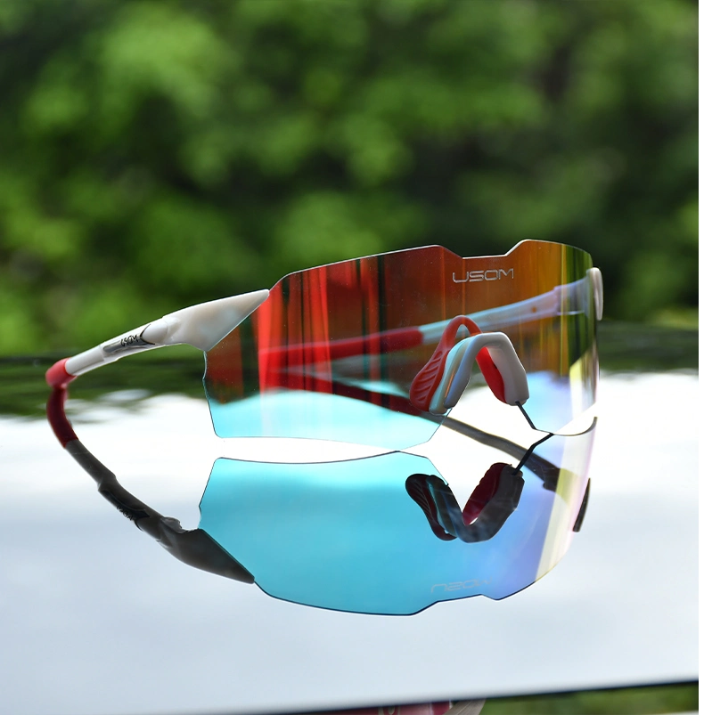 Wholesale Rimless One Piece Lens Running Outdoor Sport Glasses Anti Glare Photochromic Cycling Riding Driving Sunglasses