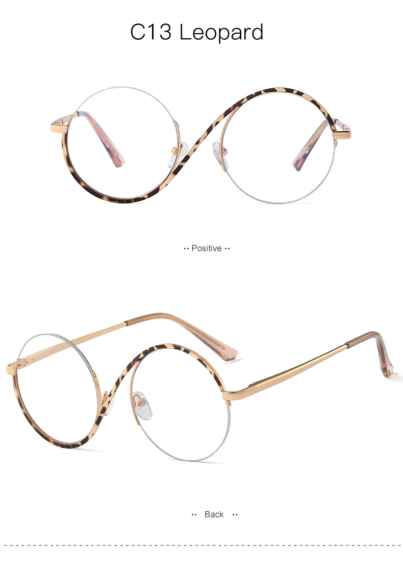 Wholesale New Half Frame Optical Comfortable Flat Lenses Metal Round Frame Fashion Women Men Unisex Anti Blue Light Glasses