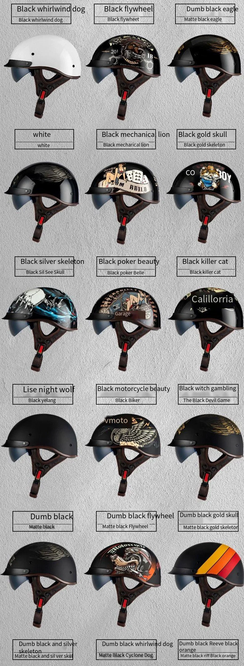 ABS Black Helmet Retro Half Helmet Helmet Wholesale Helmet