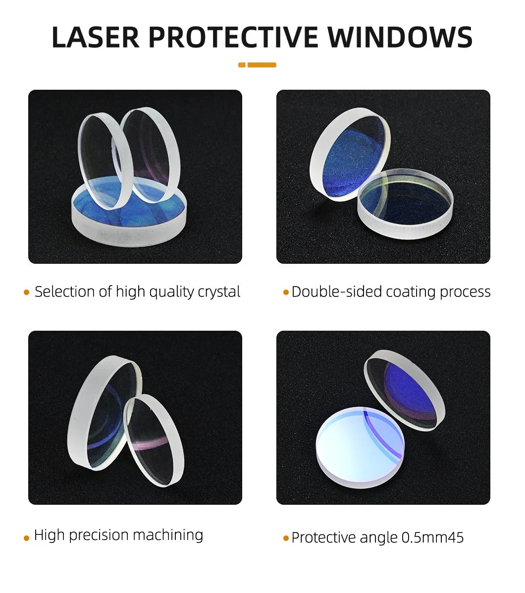 Laser Protective Lens Quartz Material Coated Optical Lenses Support Cstomized Flat Lenses with Light Transmittance Greater Than Ninety-Five Percent