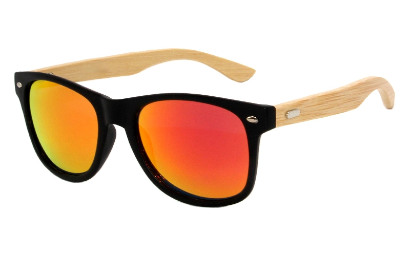 Fashion Bamboo Temple Rectangle Frame Sunglasses with Photochromic Lens and UV400 Protection