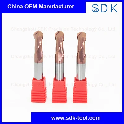HRC55 Grade Tungsten Carbide 2 Flute Ball Nose End Mill Cutting Tools for Steel