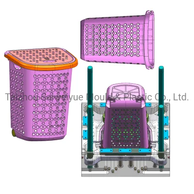 Wheeled Vegetable Basket Mold Store Box Plastic Roller Trolley Cart Injection Mould
