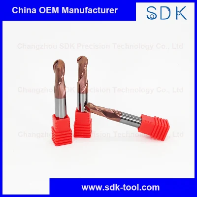HRC55 Grade Tungsten Carbide 2 Flute Ball Nose End Mill Cutting Tools for Steel