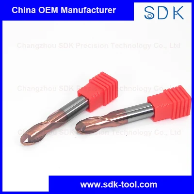 HRC55 Grade Tungsten Carbide 2 Flute Ball Nose End Mill Cutting Tools for Steel