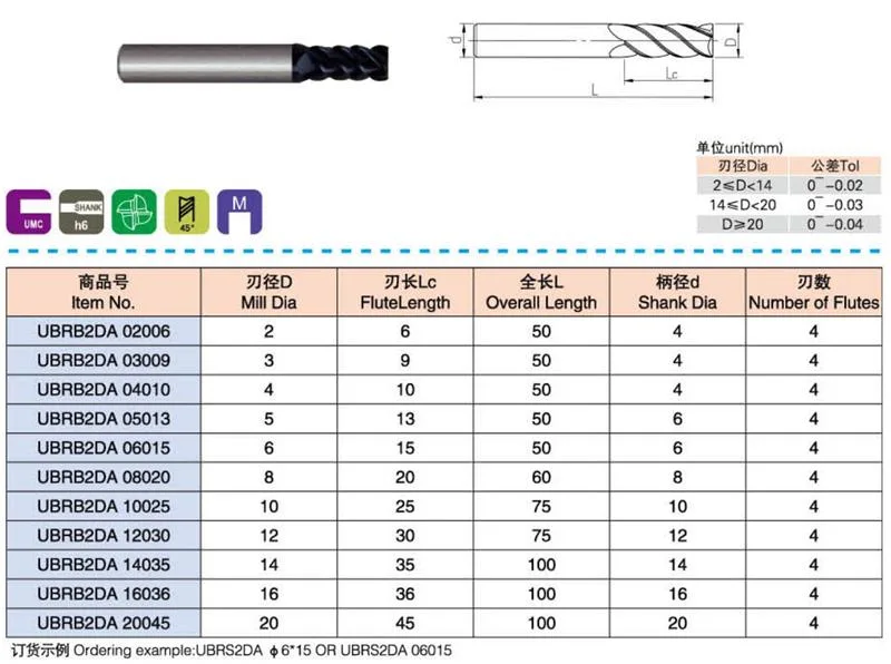 4 Flutes Square End Mills Cutting Tool Tungsten Carbide